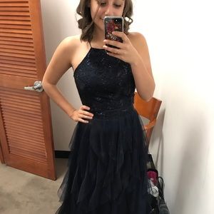 Navy Blue 2-Piece Prom Dress